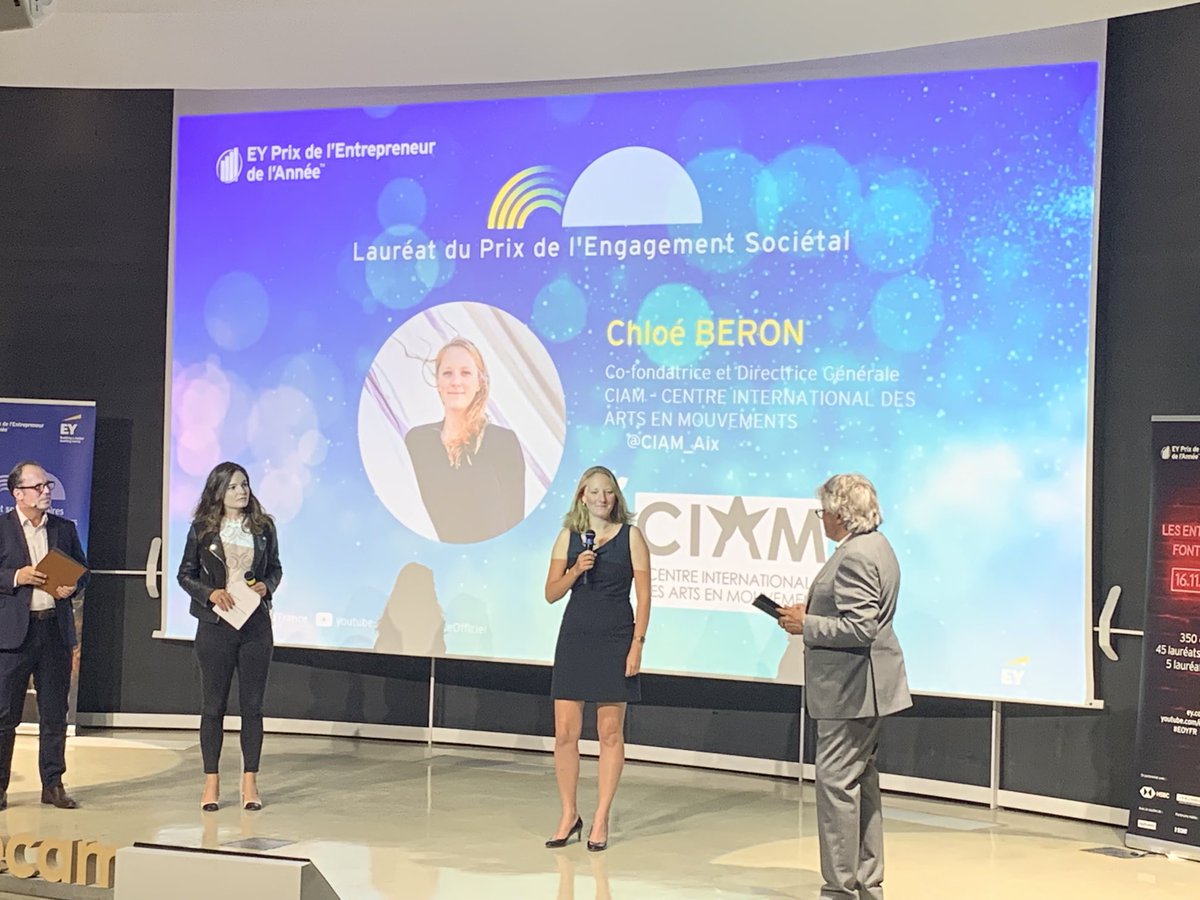 ⁦<a href="/chloeberon/">Chloé Béron</a>⁩ ⁦<a href="/CIAM_Aix/">Arts en Mouvement</a>⁩ est lauréate du Prix de l’engagement sociétal SEM 2021. La culture engagée pour leplus grand nombre avec un impact et une tres belle ambition. Le spectacle vivant à l’honneur Bravo ! ⁦<a href="/EYFrance/">EY France</a>⁩ #eoyfr ⁦@HSBC_FR⁩ ⁦´<a href="/verlingue/">maru283792927899i6</a>