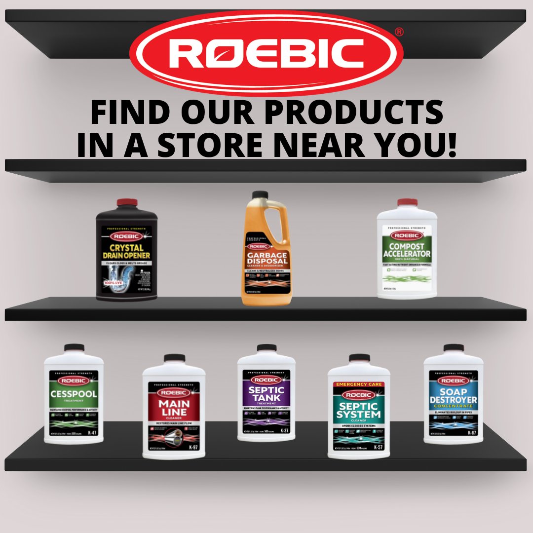 Maintaining your septic system is crucial to prevent messy back-ups. Did you know, Roebic products can be found at most local hardware and home center stores? 

Find a full list of stores on our website!

roebic.com/where-to-buy.s…

#sewagesystem #roebic #septic #sewage #products