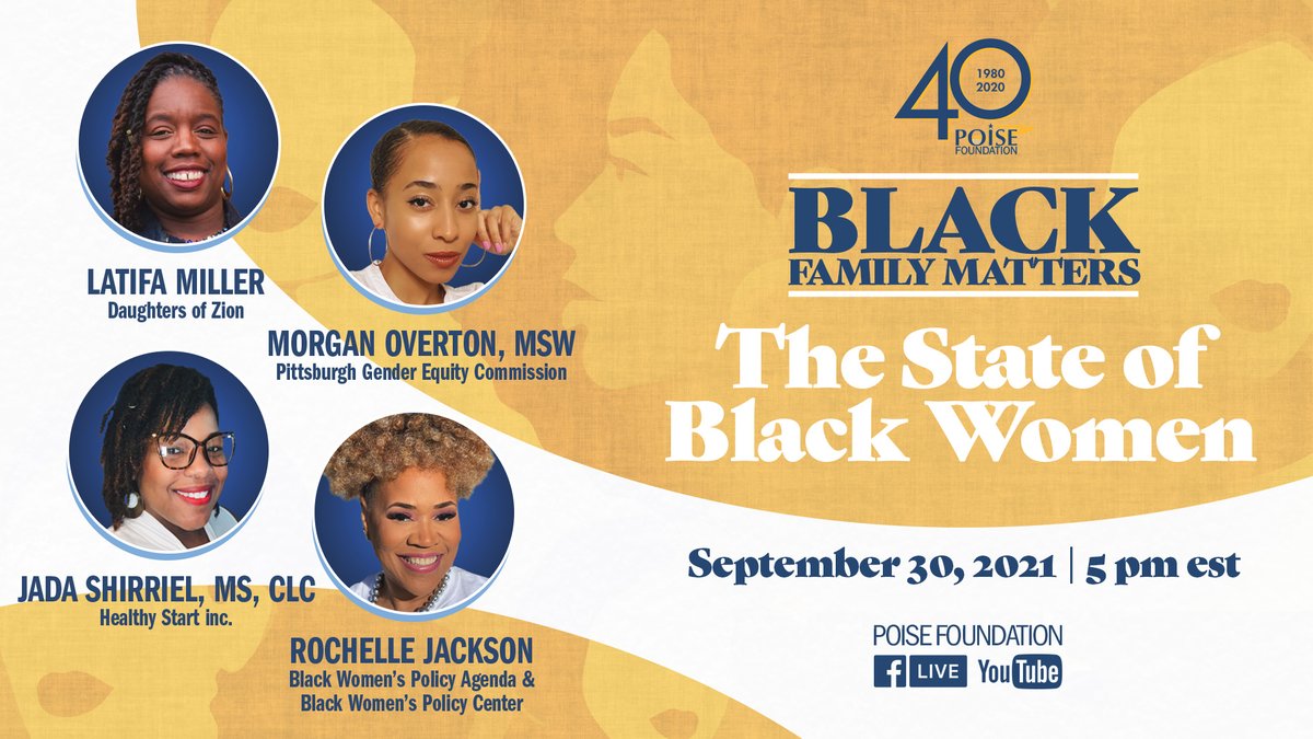 POISEFOUNDATION's tweet photo. Tune in Thurs. as POISE Program Officer Traci Johnson moderates a critical conversation focused on the state of Black women. The show will also include a guided meditation by Lovie Jackson Foster &amp; Black Girl Magic Trivia. 
RSVP Today → https://t.co/6HbHQAXAwP #GiveBackGiveBlack https://t.co/HSYEV3bZQt