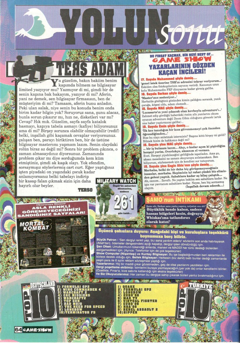 GameShowTR's tweet photo. #GameShow #GameShowTR
#OnDokuzuncuSayı #Issue19
#Eylül1996 #September1996
Yolun Sonu 🌊
#YolunSonu
#TersAdam 👤
#GözdenKaçanlar
#Şamonunİntikamı
#OkuyucuyaHizmet
#MilitaryWatch
#ŞanOfset
#ShowComputer
#KuntayBilgisayar
#BellekBilgisayar
@Jack
#DeutschlandTop10
#TürkiyeTop10 https://t.co/TMCt5QHFeb