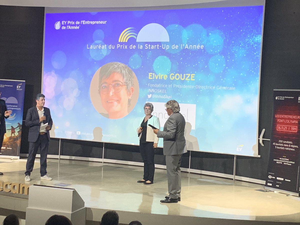 Elvire Gouze ⁦<a href="/InnoSkel/">InnoSkel</a>⁩ est LA startup 2021 region SEM. C’est un deuxième trophée après 2017. Biotech qui adresse les maladie de la croissance. Exceptionnel ! #eoyfr ⁦<a href="/EYFrance/">EY France</a>⁩ ⁦@HSBC_FR⁩ ⁦<a href="/verlingue/">maru283792927899i6</a>⁩ ⁦<a href="/Bpifrance/">Bpifrance</a>⁩ ⁦@thecampProvence⁩