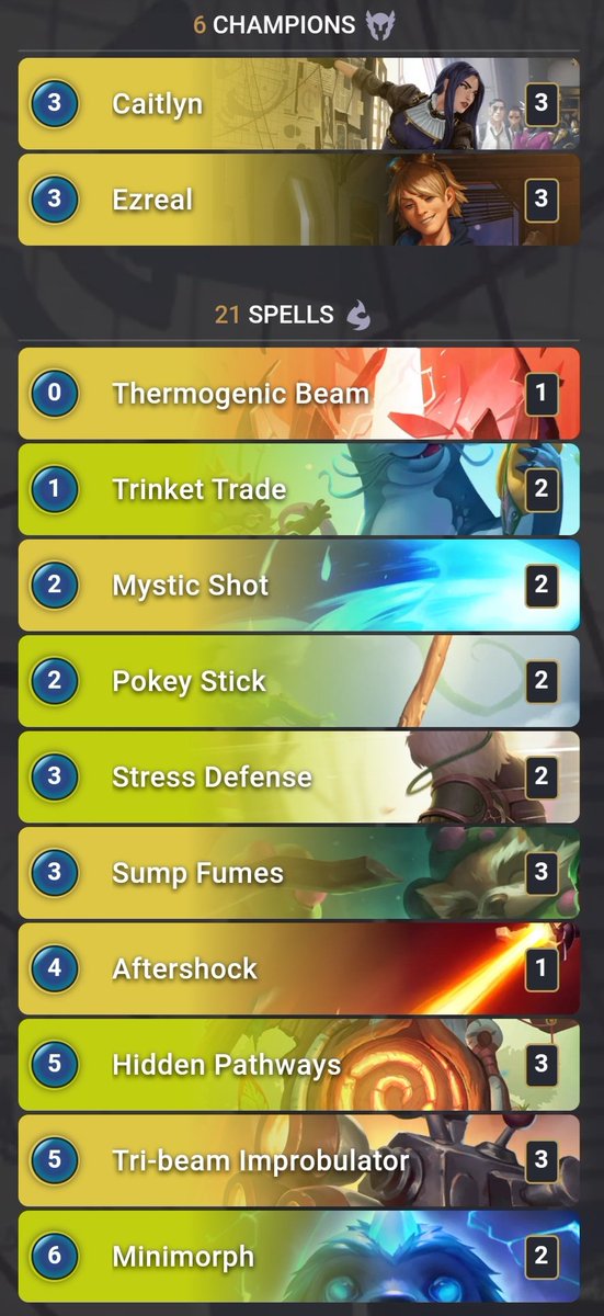 Sevion_potato's tweet image. I have come up with a tri-beam/bandle deck. It is fun and has a lot of potential using the pnz/bandle control and value package. Thanks @LordVon_ for reviewing it.

Deck code:
CQCACAYECEBACBBEEYBAKCQ2OQBQKBAGBQIQEAIBAQ2AMBIKAECCQMNGAHIQCAQBAECBWAIDAQFQ