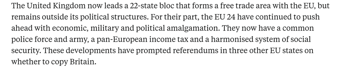 IanDunt's tweet photo. Have just found Daniel Hannan's 2016 prediction of how Brexit would go and... well, it's really something. Still. Just another three and a bit years to go. Sure it'll turn out just like this. https://t.co/yVN6kKPJCI https://t.co/EcJt4wFM3C