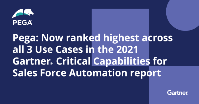 There's a new #1 SFA solution. Hear how Pega has just been named the top SFA product in the new 2021 Gartner Critical Capabilities for Sales Force Automation report. Pega is shaking up the world of CRM! #sfa #crm #digitaltransformation pe.ga/2Y6FTIA