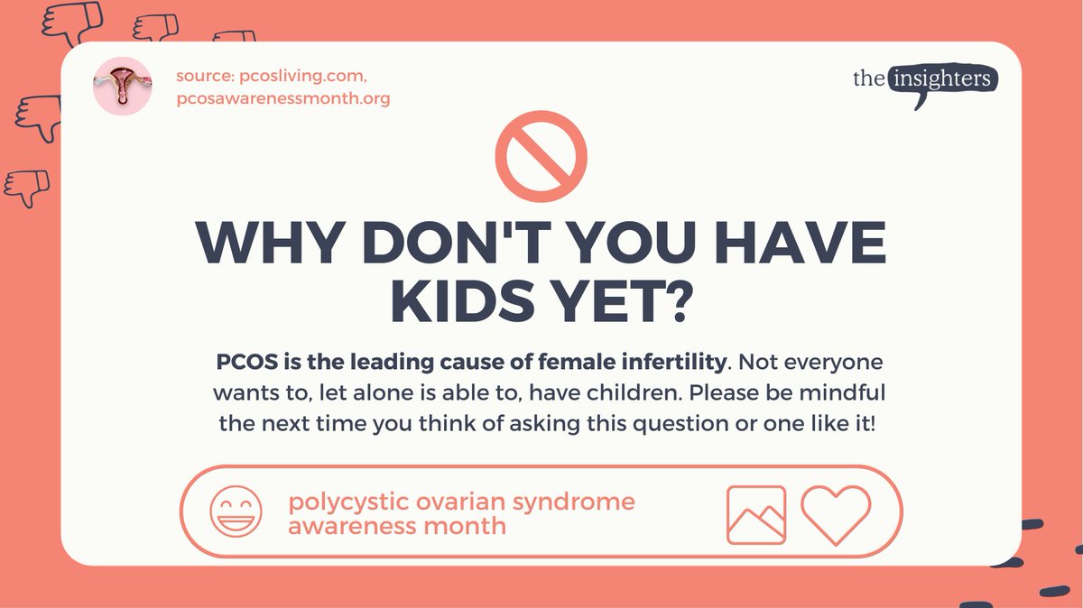 TheInsighters_'s tweet photo. We're amplifying 4 things to NEVER say to folks living with #PCOS

🚫 "I've never heard of it"
🚫"I have bad cramps too"
🚫"Just eat better &amp; lose some weight"
🚫"Why don't you have kids yet?"

#TheInsighters💡 https://t.co/NjJ9HBy1DS