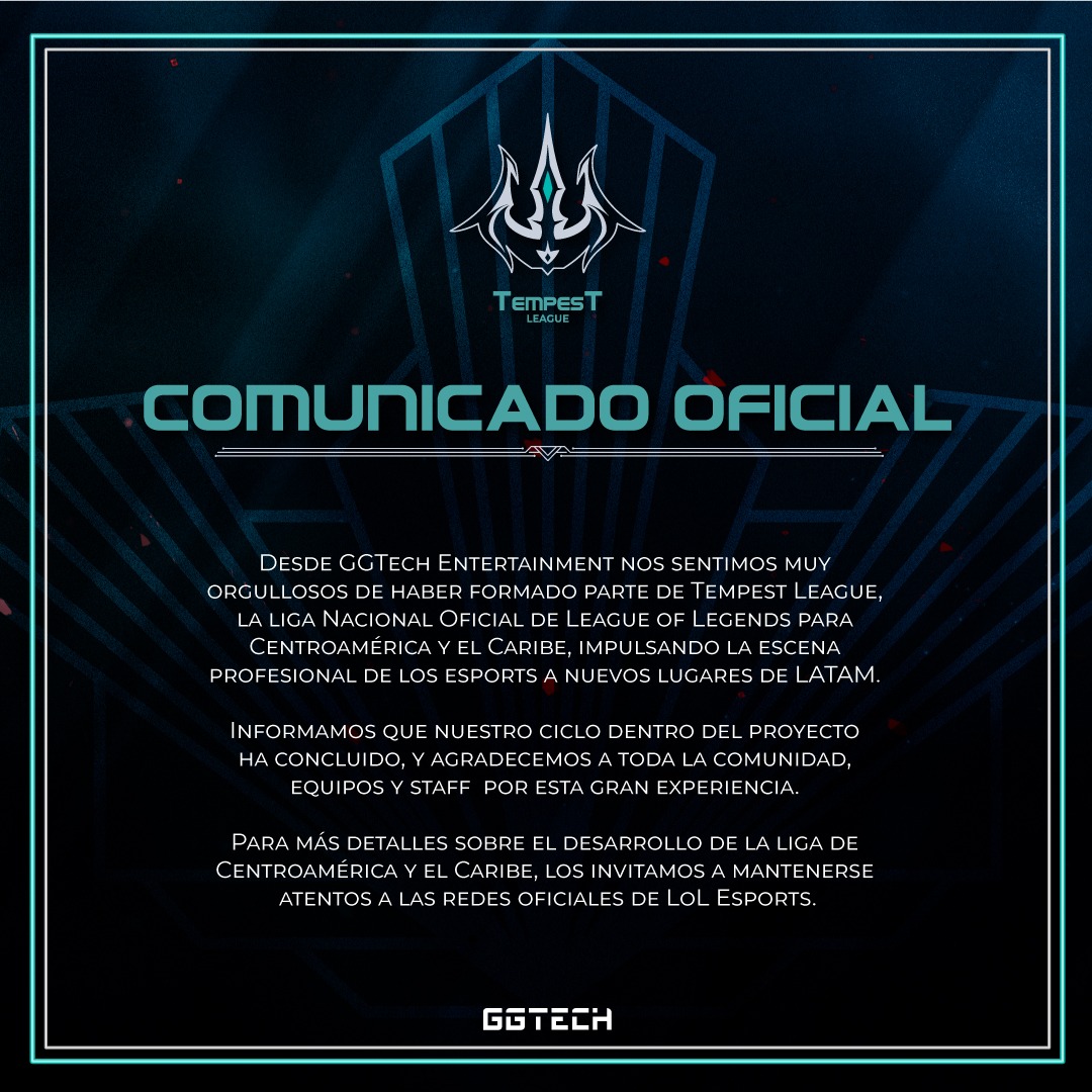 ⚓️Comunicado Oficial. 📣

Conclusión del ciclo del proyecto de #TempestLeague: 👇