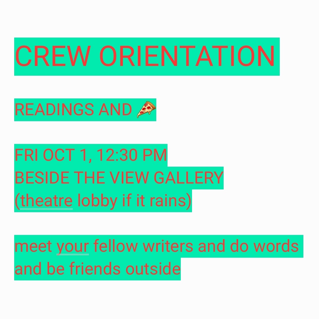 viucrew's tweet photo. CREW ORIENTATION: Let's hear good writing and talk to each other on Friday! Manifest sunshine for the event! https://t.co/tqRm9DhUsu