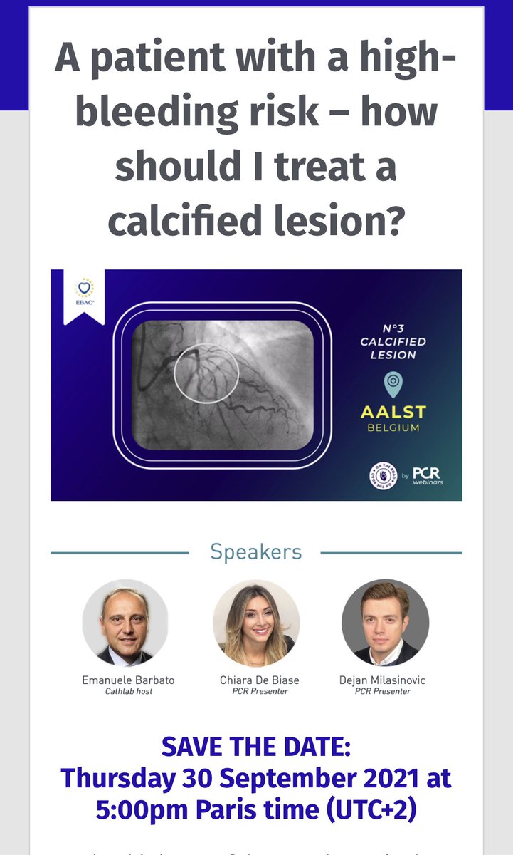 How to treat HBR patients with calcified lesions! With a great collègue @MilasinD18 and a real master of interventional Cardiology @EmanueleBarba13 ! Stay tuned!