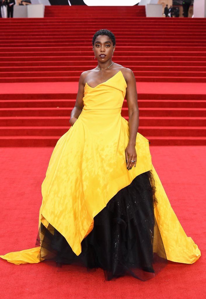 WithRegardsBW's tweet photo. Lashana Lynch on the #NoTimeToDie  World Premiere red carpet. 💛 https://t.co/xZGx3UfBg7