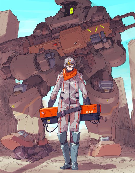 「holding weapon pilot suit」 illustration images(Latest)