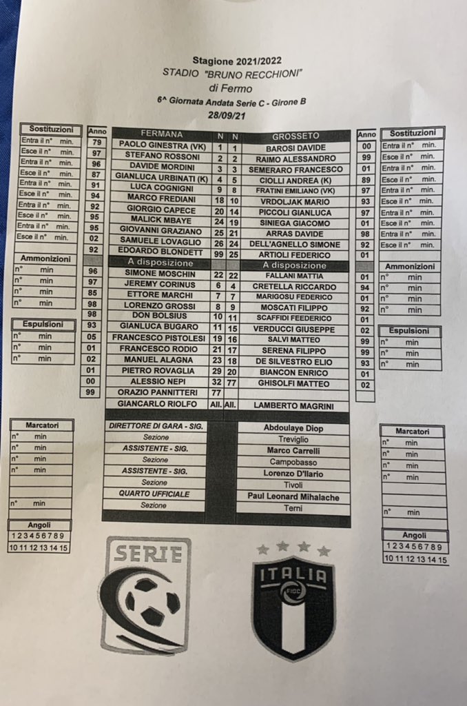 Scouting Lega Pro 
<a href="/FermanaFC/">FermanaFootballClubOfficial</a> 
@USGrosseto1912 
@LegaProOfficial