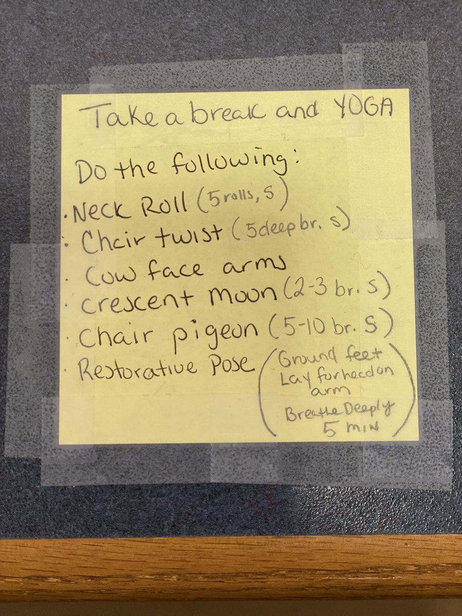 brooks_reads's tweet photo. Being #mindful of my own #selfcare. Even at #work. What are you doing to #breathe today?  #yoga #deepbreath #relax #mindfulnessmeditation  #mindfulpractice #stretch #backtowork #library #shelving #Students #teaching https://t.co/8p05H0Ay0O