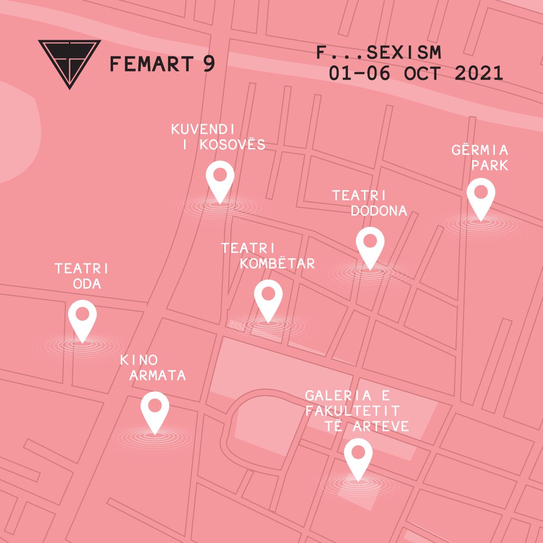 FemArtKosovo's tweet photo. These are the locations where Femart 9 activities will take place. 📍
Make sure you join us LIVE or via social media for an unforgettable event.
#femart #artpolis #feminism #prishtina #kosova https://t.co/Iqsy4PevoH