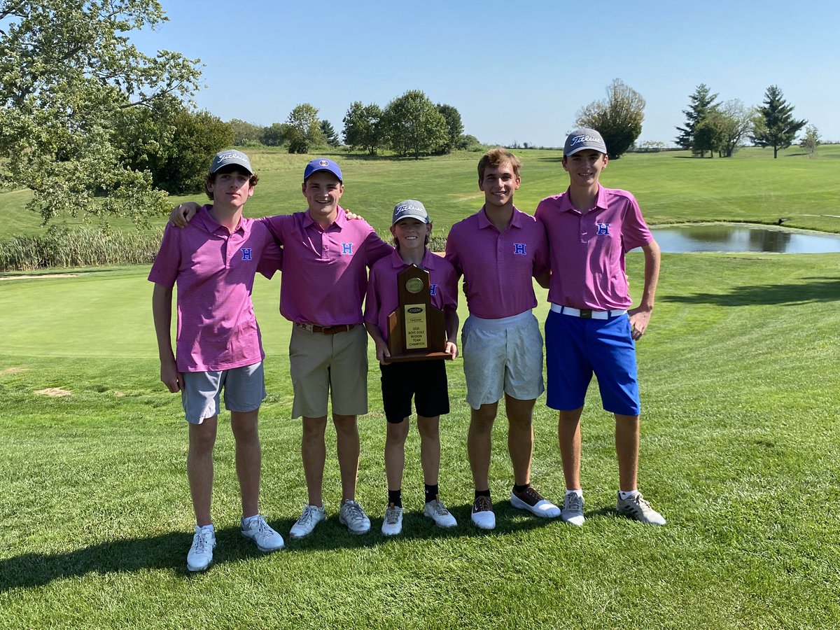 hhsbluebirdies's tweet photo. 8th Region Champs.  @Joelcraft21 with a 72 to win the Regional, @ShickHank with 77 to get 5th. @JackSchneider26 with a big back 9, 1 under.  Nate Surrey and Oliver Golden with solid scores to help the team win. https://t.co/VOGjiNL1rx
