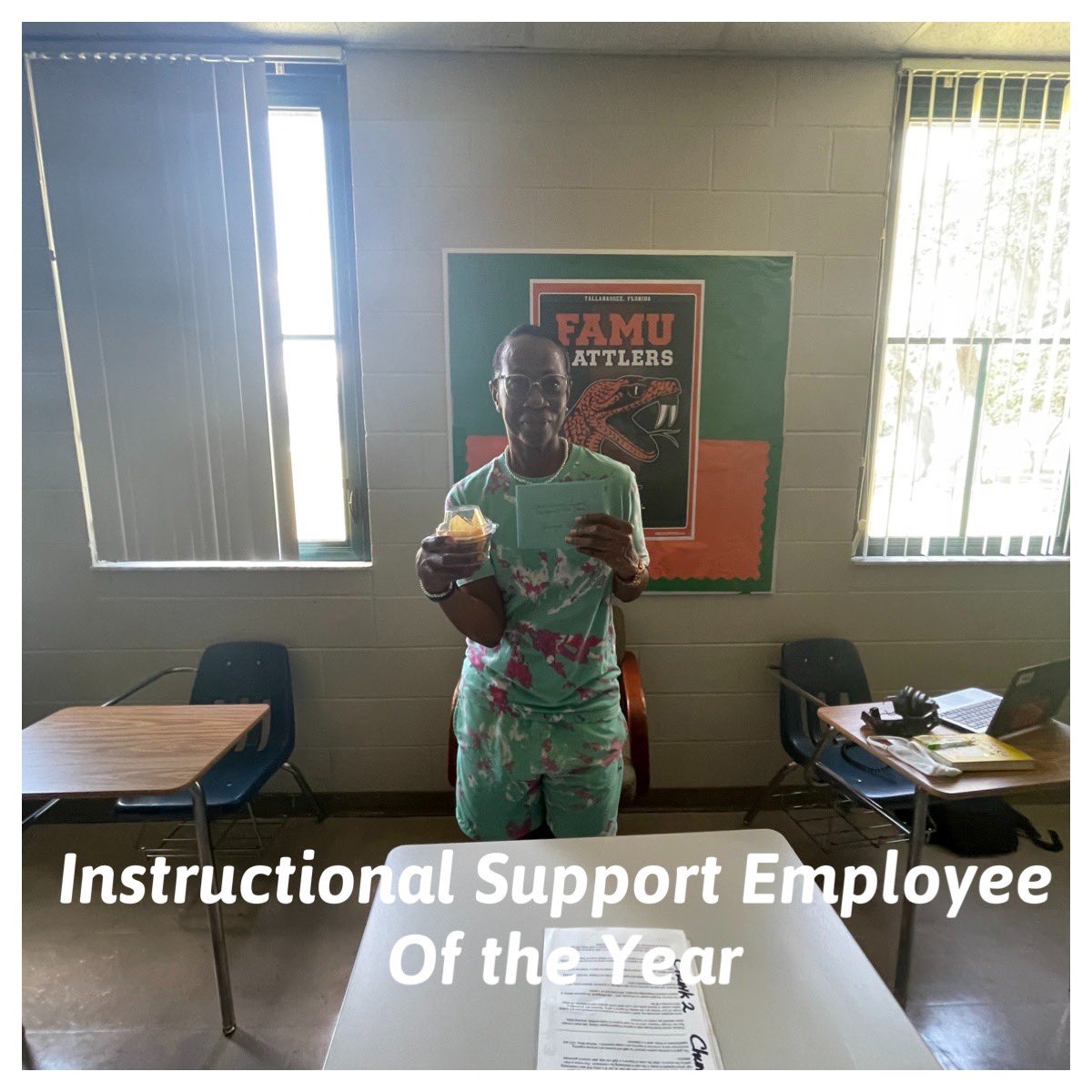 Congratulations to Burnett’s EIE Winners! Laverne Forbes, TOY, Mrs. Crompton, ISBDEOY, Coach White Instrctional Support.