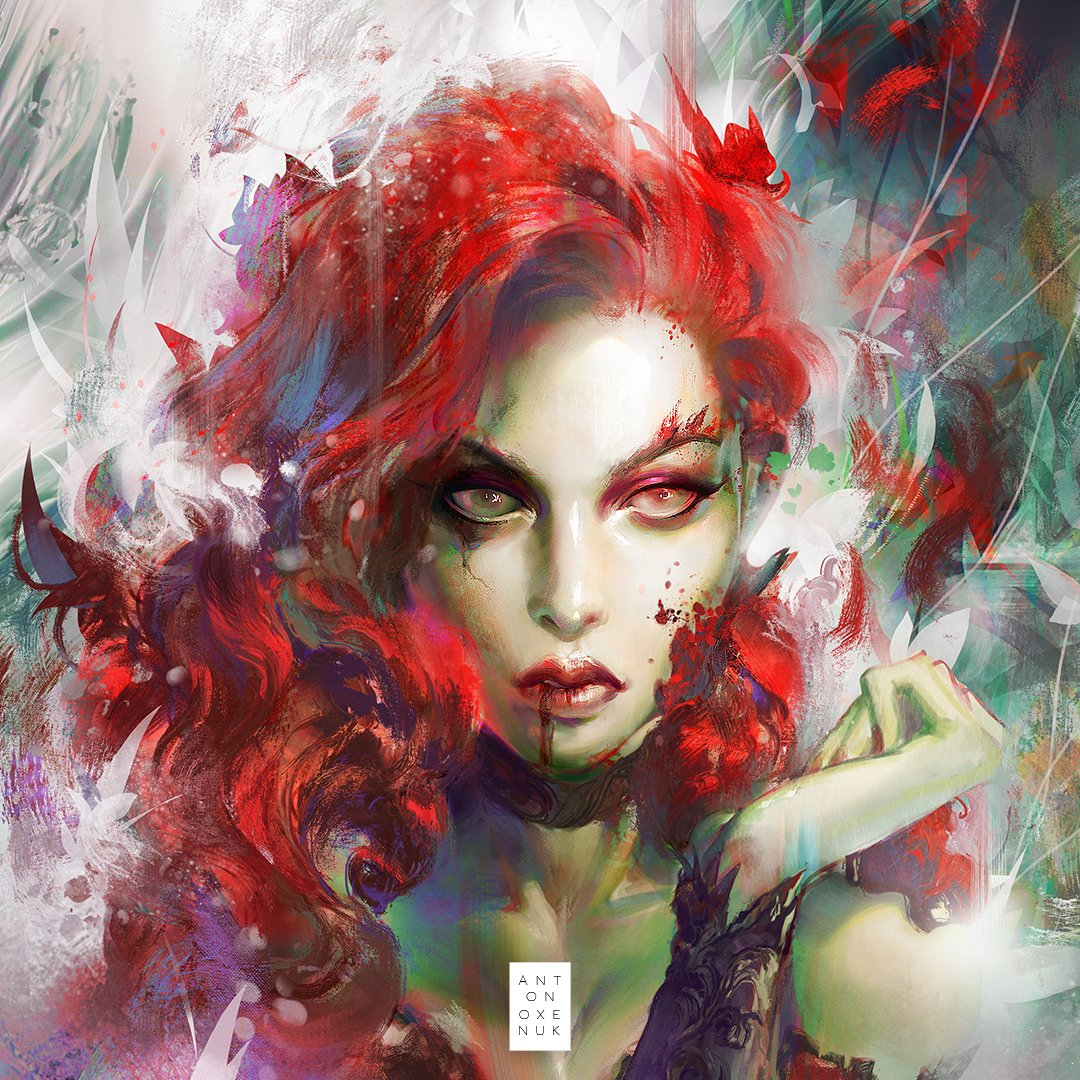 Finished this painting of Poison Ivy. Happy with how this turned out 🌱💚🥀