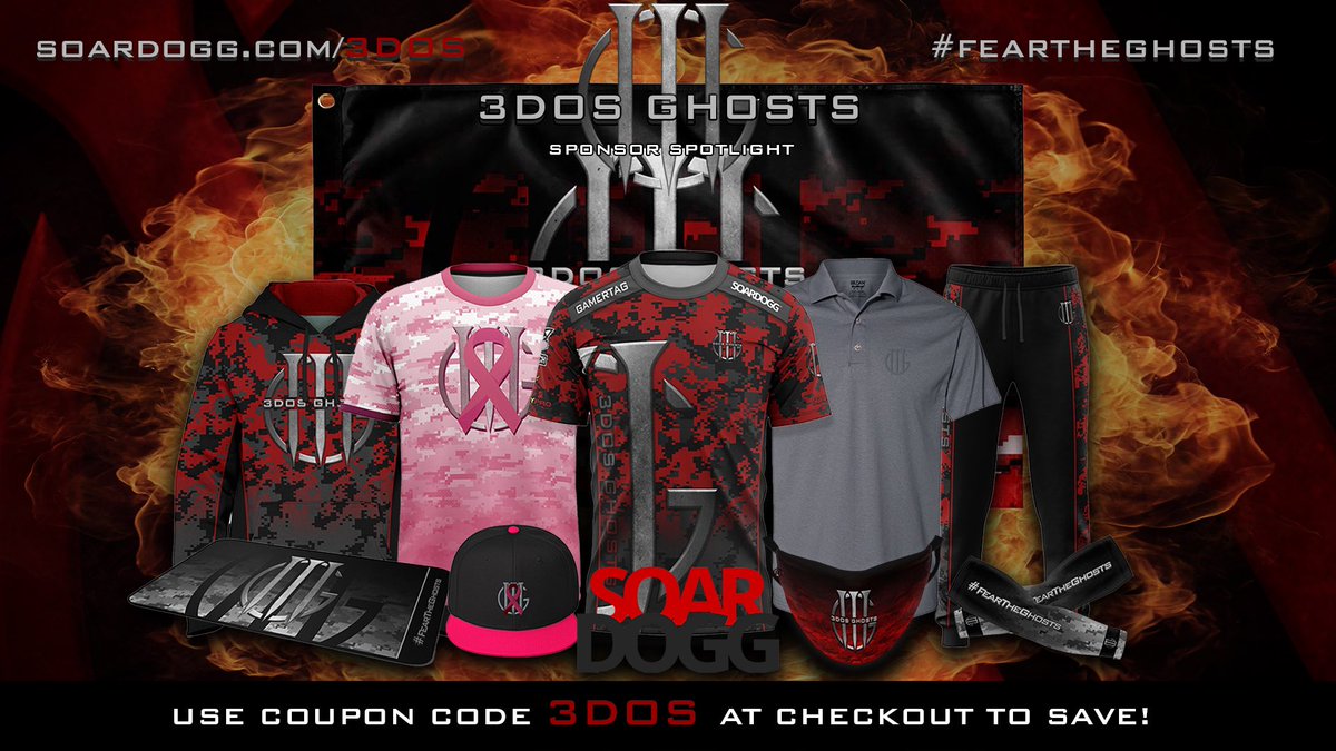 3DOS_GG's tweet photo. Wanna rep 3DOS and look good doing it? 👀 
Pick up your own 3DOS Ghosts merch brought to you by @SoarDogg! 👕  🧢 
Whether it's a sticker, a hoodie, or even your own jersey, rep 3DOS in style with Soardogg! Use code "3DOS" to save at checkout! #FeartheGhosts https://t.co/qNUNBWufx6