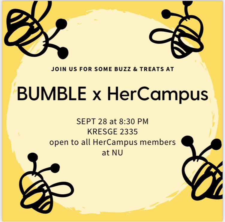 HC members!! Join us tonight for our first event of the year hosted by chapter member Kate Davis and <a href="/bumble/">Bumble</a> ! Cannot wait to see you all there 🤩🐝💛