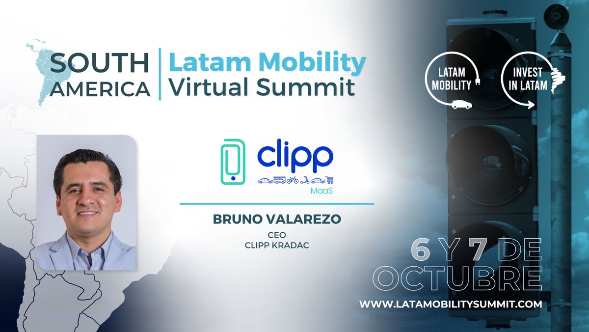 🚀 Nos complace en anunciar que Bruno Valarezo, CEO de @ClippMov será nuestro Video Partner en el Latam Mobility Virtual Summit, a celebrarse el 6 y 7 de octubre.

⚡⚡ ¡Están cordialmente invitados! ⚡⚡

📌 Registro sin costo aquí: lnkd.in/et5hGia

#latamobility