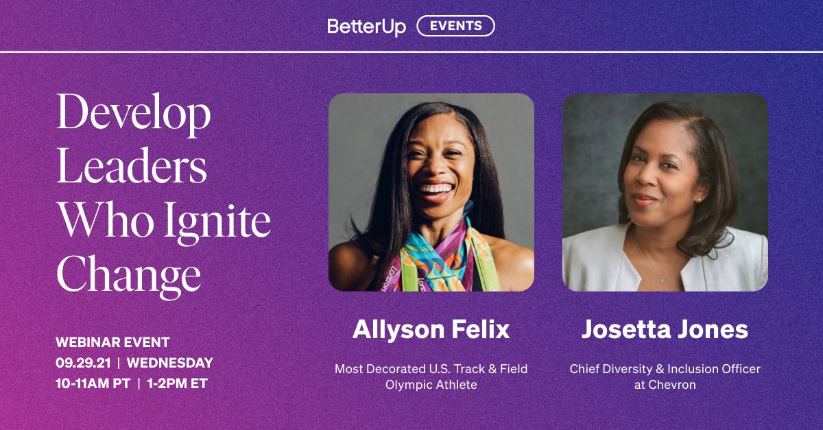 When an Olympian-slash-activist and Diversity &amp; Inclusion leader come together, you get a live event you won’t want to miss .💪
 
Join <a href="/allysonfelix/">Allyson Felix</a> and Josetta Jones, Chief D&amp;I Officer at @chevron, to discuss how to ignite social impact and build a culture of changemakers.