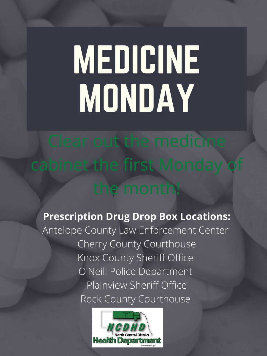 ncdhealth's tweet photo. This month we've talked a lot about cough syrup being used by teens, however that isn't the only medication that is misused.  Remember Medicine Monday's are held the first Monday of each month, find a location near you to drop your unused medication off at!
#preventmedmisuse https://t.co/PInkLyRImQ