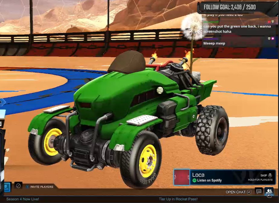 You know you've made it in <a href="/boonoit/">Boonoit</a> 's Twitch streams when he design a RL car in the most tractor-y fashion for you ❤️
I've never been happier! 
twitch.tv/boonoit