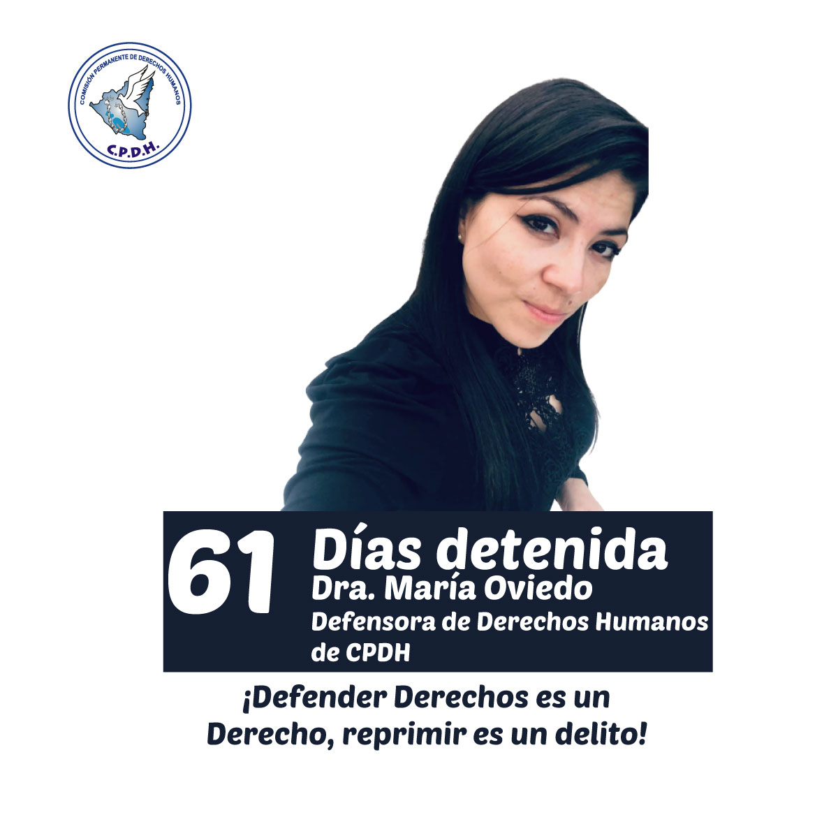 Dra. María Oviedo: 
Funcionaria de <a href="/CPDHNicaragua/">Comisión Permanente de Derechos Humanos</a>  , defensora de #DDHH detenida en #Nicaragua
📢Exigimos se respete su integridad.
📢Exigimos su libertad.
📢Exigimos justicia verdadera.
#LibertadParaMaríaOviedo