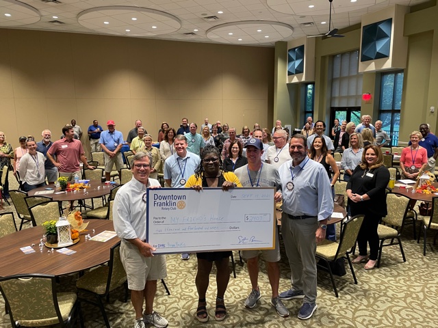 The <a href="/RotaryDowntown/">Downtown Franklin Rotary</a> continues to show support &amp; love to MFH. Juanda Moore, our Ex Program Dir, accepted a check for $2407 from the Rotary this week. They raised money for MFH after our directors presented at a meeting last month. 

#myfriendshousetn 
#downtownfranklinrotaryclub