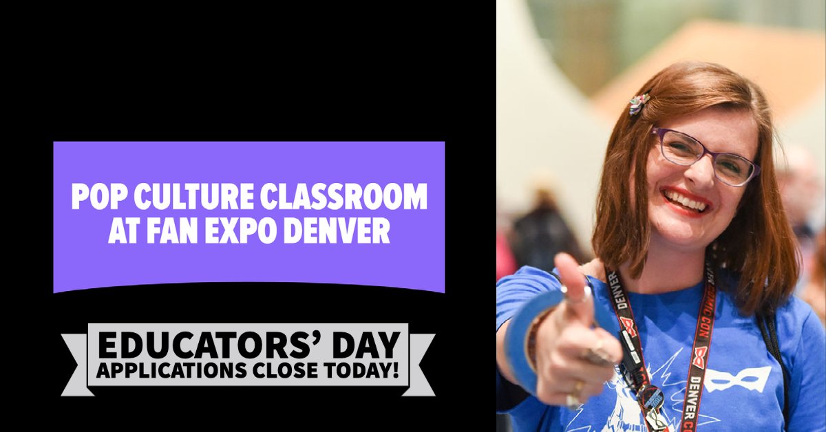 PopClassroom's tweet photo. This is it, educators!
Today is THE LAST DAY to sign up for Pop Culture Classroom's FREE Educators' Day at FAN EXPO Denver: https://t.co/nMurk1hOeI.
#DenverTeacher #ColoradoEducator https://t.co/1TQk28l19n