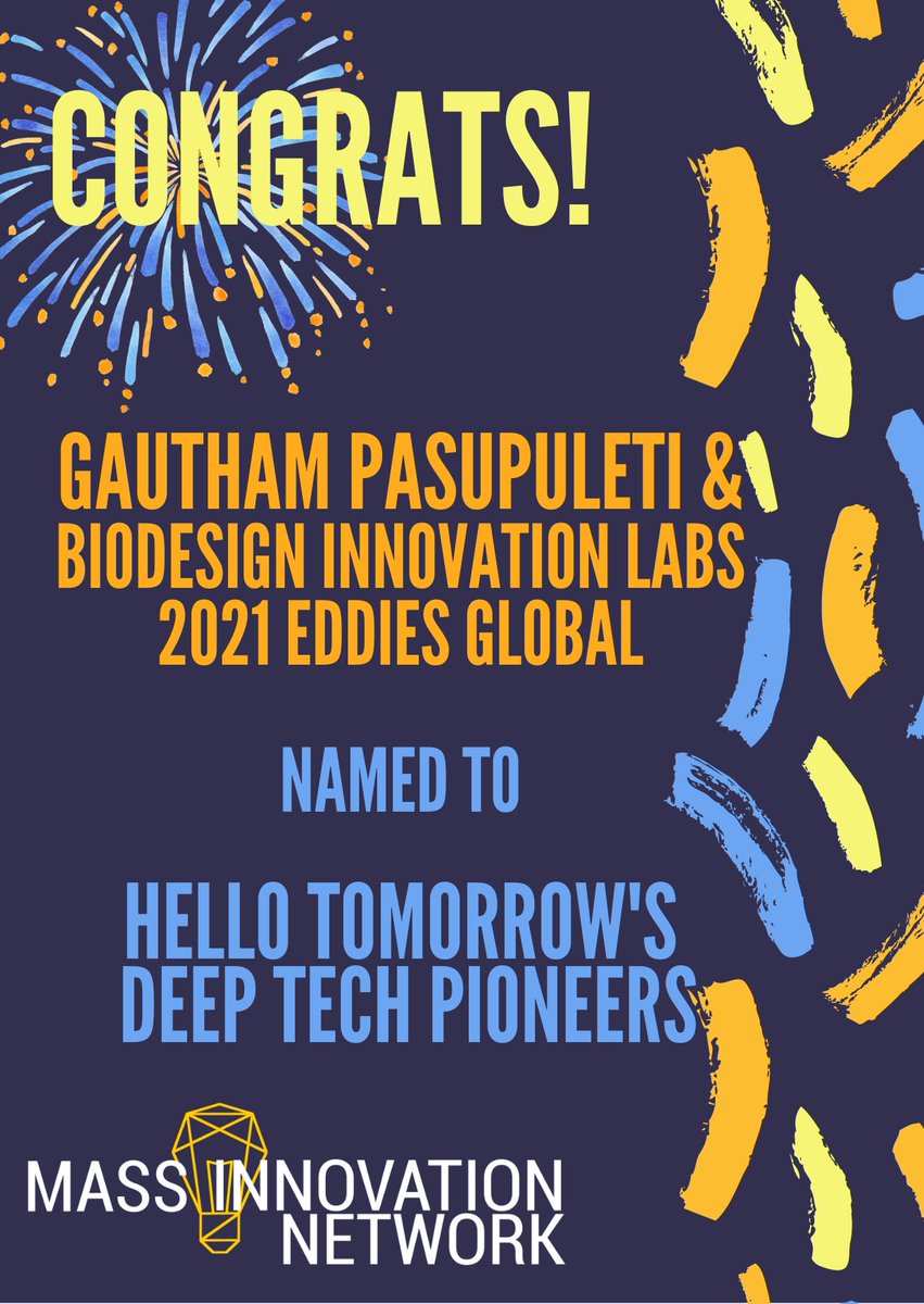 Warmest #congratulations to #GlobalEddies2021 @gautham_009 and the @bild_labs team for being named to the @hellotmrc #deeptech Pioneers! They will participate in the“2021 Hello Tomorrow Global Summit” in #paris in December. Well deserved! #innovation #neinno #MassinnoV #TheEddies