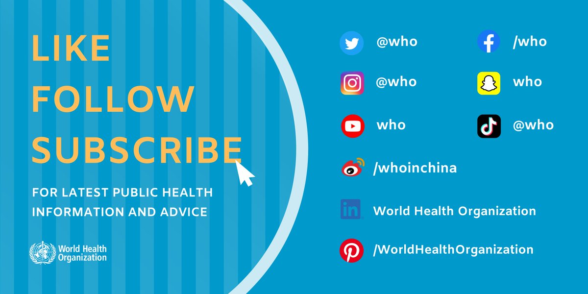 WHO uses #socialmedia to communicate 📡 vital  health information to millions of people around the 🌎🌍🌎. 

Are you following us yet on these platforms 👇?

#AccessToInfoDay