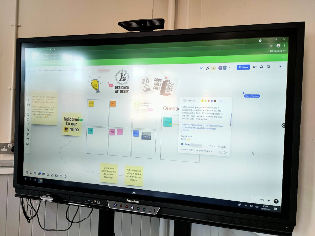 MrMe77ors's tweet photo. So good to get our latest collaboration project off the ground today! Industry experts supporting student projects using #miro @DTassoc @RyanBallDT @kerry_truman providing feedback on R&D #workingtogether ππΌ excited to see where it goes #dtchat #design #technology #dt https://t.co/Y00gZpa5B2