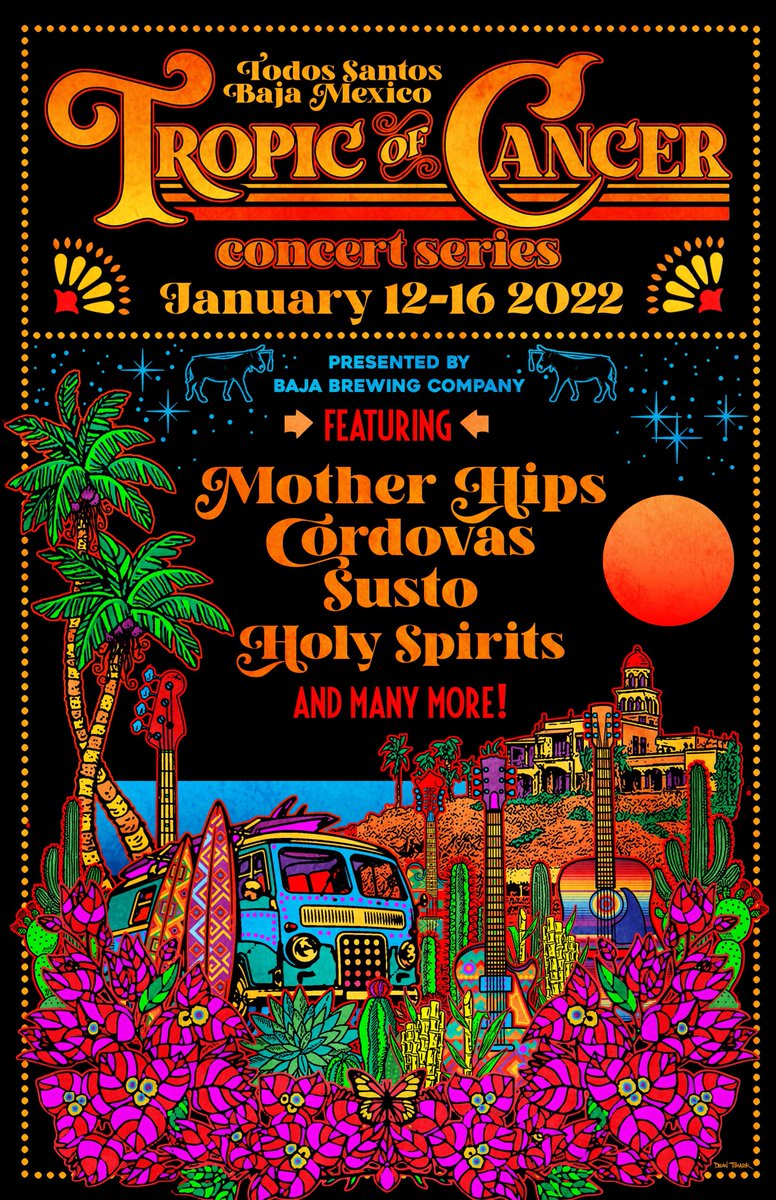 We return hosting our 5th @TCConcertSeries.
See y’all on the Baja.
Early Bird tix: tropicofcancerconcertseries.com <a href="/motherhips/">Mother Hips</a> <a href="/sustoisreal/">SUSTO</a> @jaybuchanan_ <a href="/BajaBrewing/">Baja Brewing</a> <a href="/HotelCaliBaja/">Hotel California</a>
