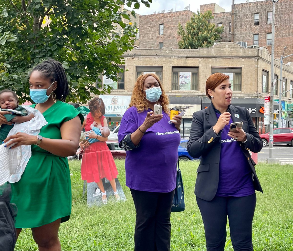 nycpa's tweet photo. Birth injustice has long gone unchecked in communities of color.
Community Organizer @PhareinGriffith joined Assembly Members @ChantelJ2020 & @KarinesReyes87, @NYSenatorRivera and advocates to rally against infant mortality at #StrollingForLife. #BirthEquityNYC #NIMAM #RJWOA21 https://t.co/Q8qpraenUb