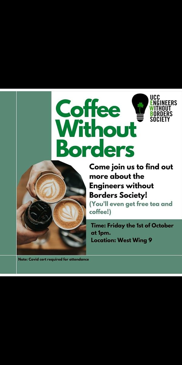 If you are around <a href="/UCC/">UCC Ireland</a> this Friday at 1pm why not call in to the <a href="/ewb_ucc/">UCC Engineers Without Borders Society</a> coffee event where we will be making a guest appearance