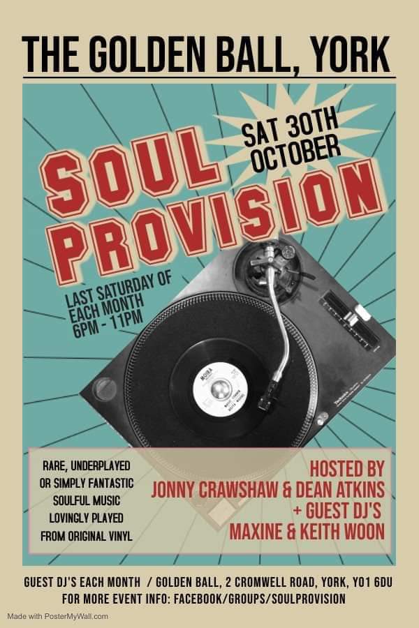 SoulProvision's tweet image. Aaaaaaaaand... we’re back!

It’s been a long time coming but I’m over the moon to be able to announce that Soul Provision will return to The Golden Ball York on Saturday 30 October.

I do hope you can join us but if not, we will be continuing on the last Saturday of every month!