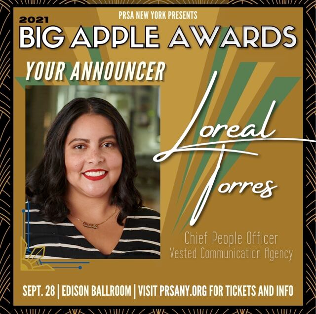 TeamFullyVested's tweet photo. Be sure to join our very own @LorealT as she announces the PRSA-NY 2021 Big Apple Awards tonight at 6:30pm ET!
https://t.co/JcKIajTfo9 https://t.co/yUwux2WIMU