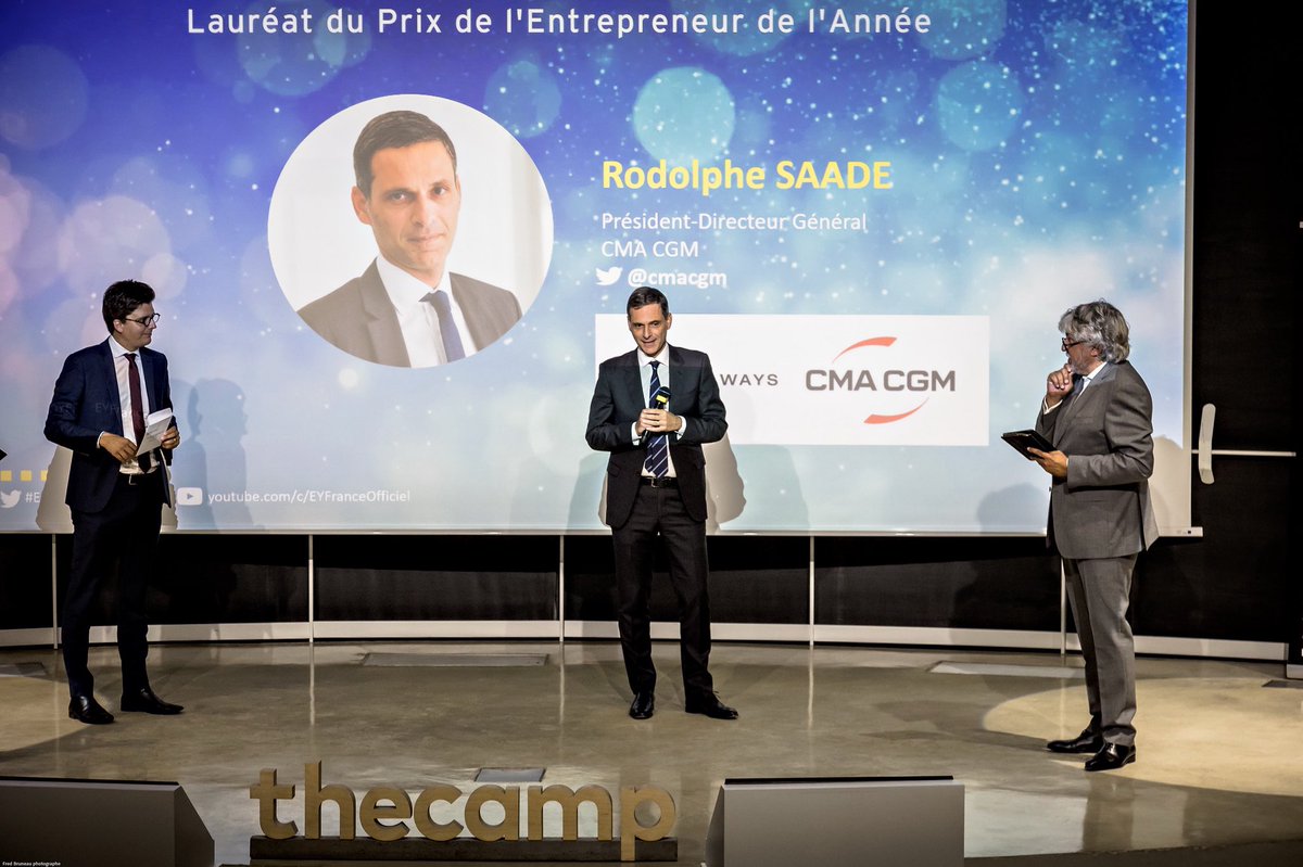 CmaCgm_France's tweet photo. Notre PDG @RodolpheSaade vient de recevoir le Prix de l’Entrepreneur de l’Année Sud-Est, décerné par @EYFrance.

Il met en avant le rôle central que joue @cmacgm dans les échanges mondiaux et notamment pour le dynamisme et l'attractivité du territoire d'Aix-Marseille.

#EOYFR https://t.co/LXL4q9HzbG
