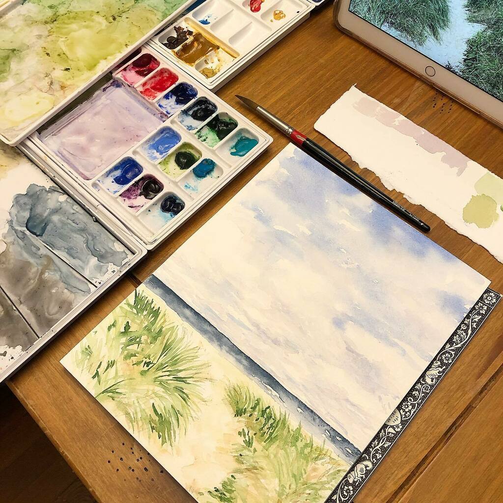 Lately I haven’t felt much like posting anything. I second guess myself.  What to post?  When to post?  Who to tag?  Should it be art?  Or a photo? A pattern? Or a landscape?  It’s exhausting. So instead I just decided to paint, and really that’s enough. #creative #watercolo…