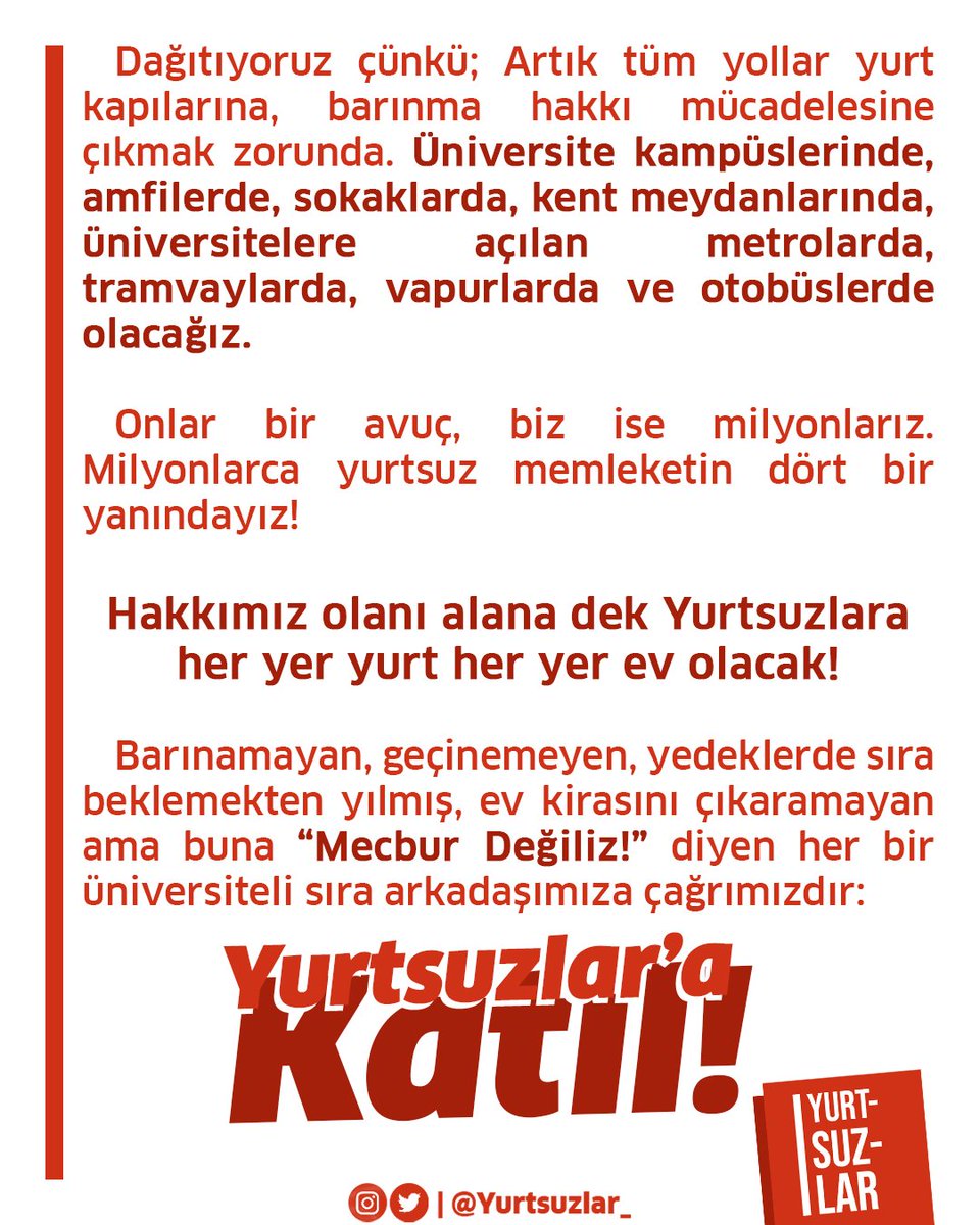📢 Barınma hakkı nöbetimizi  dağıtıyoruz !

Nöbetimizin 8. gününde 60`ı aşkın yurtsuz gözaltına alındı. 

Hakkımız olanı alana dek yurtsuzlara her yer yurt, her yer ev olacak!
#YurtsuzlarGözaltında
#BARINAMIYORUZ