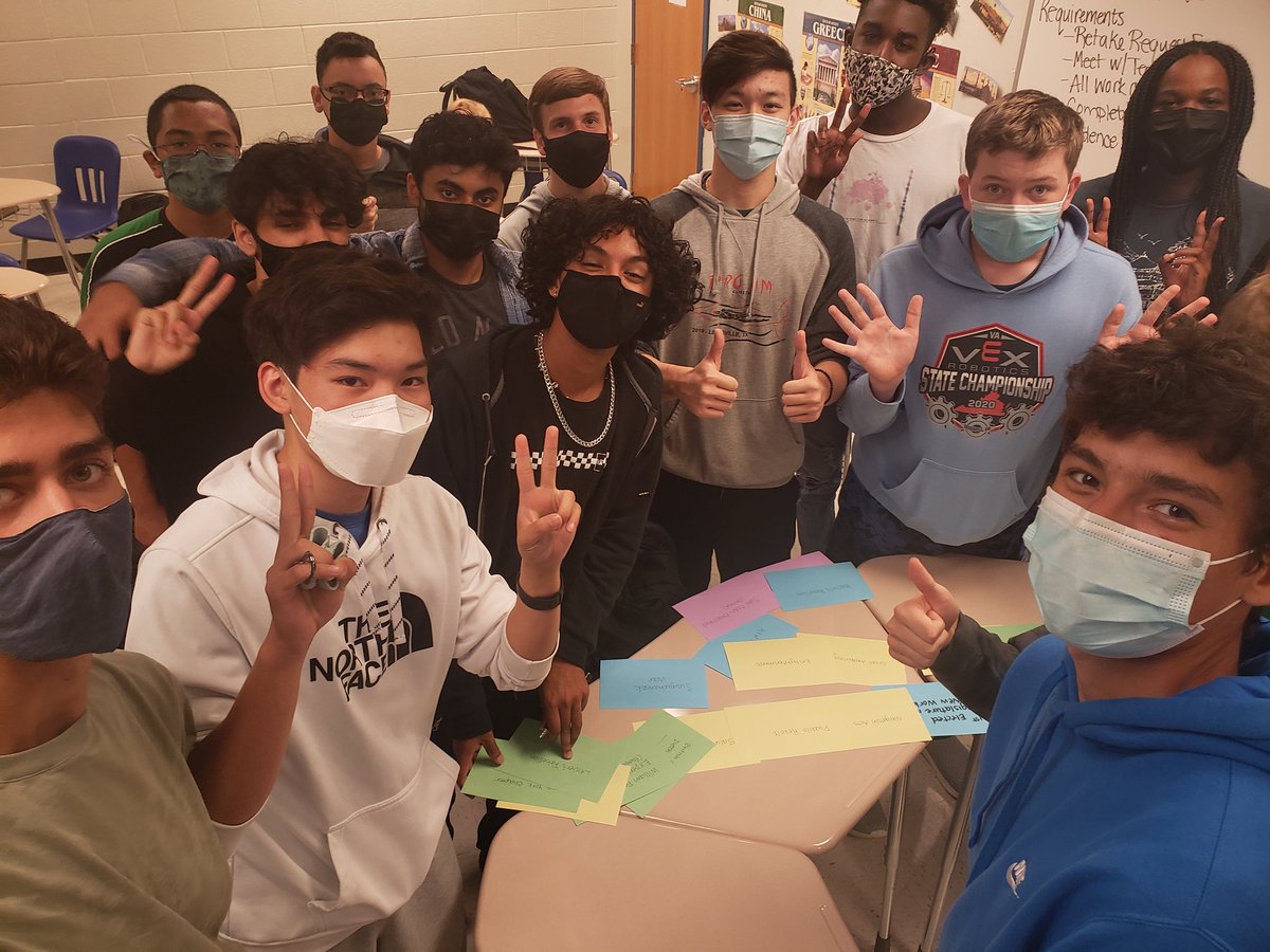 MrsWelchFP's tweet photo. Oh, how I missed students REALLY working together. Making timelines for #APUSH in groups and then as a class. I love these kids. @ForestParkHSVA https://t.co/Fby5X4f8Y8