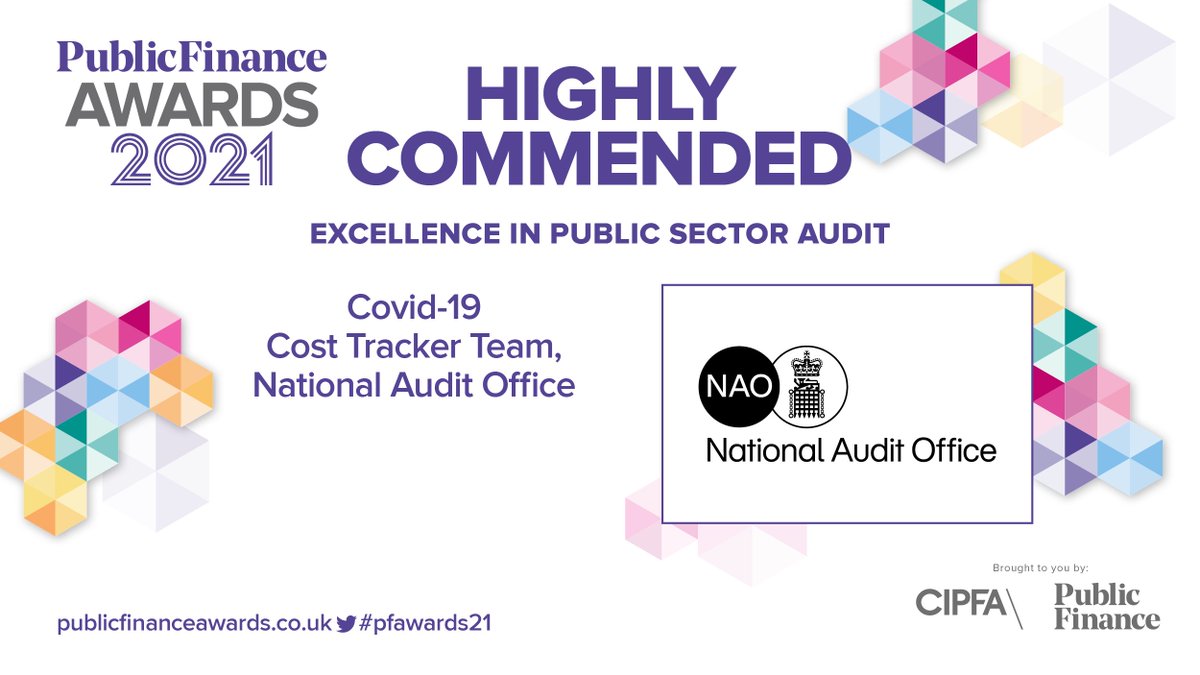 public_finance_'s tweet photo. We are now announcing the #pfwinner for Excellence in Public Sector Audit. Well done to the highly commended entry Covid-19 Cost Tracker Team, National Audit Office @NAOorguk #pfawards21 (1/2) https://t.co/bnozcSfUmh
