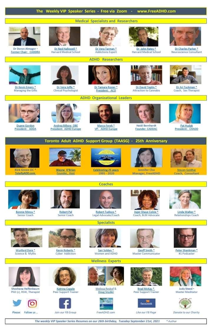 Thanks to all the Speakers who presented as Expert Speakers for FreeADHD for 2021 to 2022 #ADHD