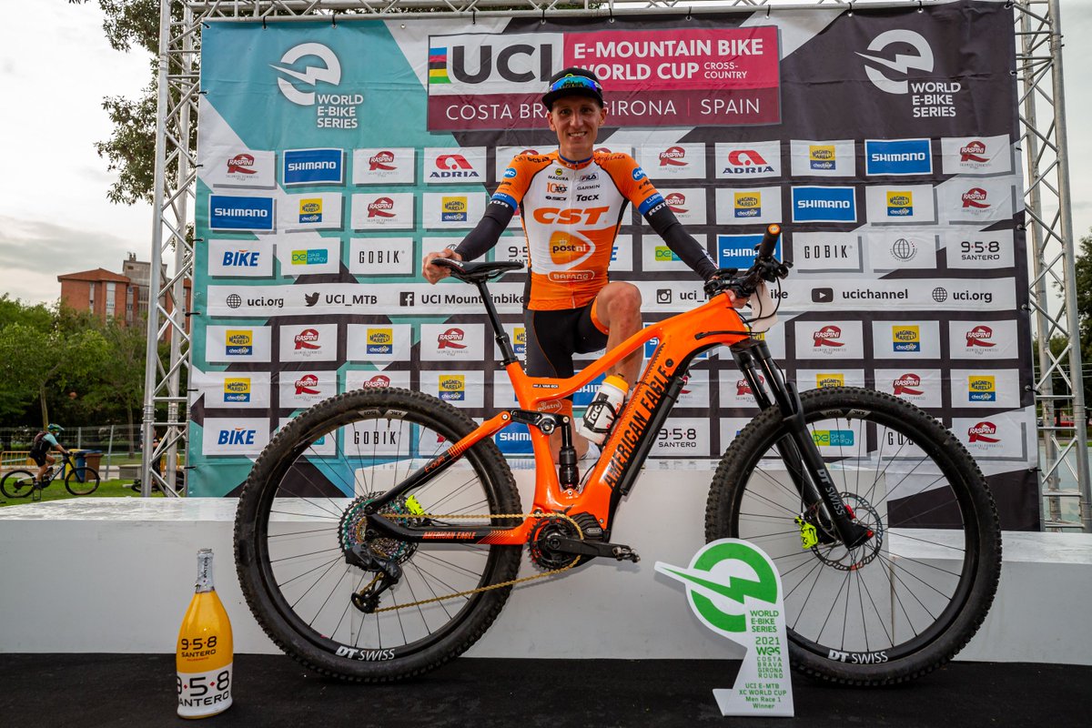 BAFANGElectric's tweet photo. An amazing win by Jeroen Van Eck at the World Cup E-MTB race in Girona 🏆

Congratulations! 👏👏👏
@brentjensmountainbiketeam 
@americaneagle_mtb
@wesseries 
@UCI_MountainBike 
#Bafang

📷 @ZubikoPhoto 

#emtb #wesseries #worldcup https://t.co/Sqk6ZO2Ren