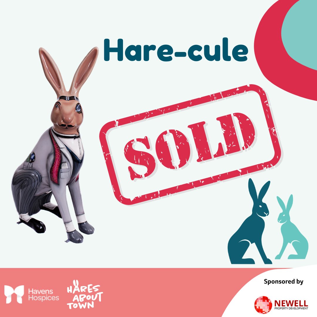 Our #Harecule, LOT 2 has a forever home!  Sponsored by Newell Property Development, and created by Mik Richardon he has raised a wonderful £  For Havens Hospices

<a href="/wildinart/">Wild in Art</a> <a href="/HavensHospices/">Havens Hospices</a>  <a href="/c2c_Rail/">c2c Rail</a>