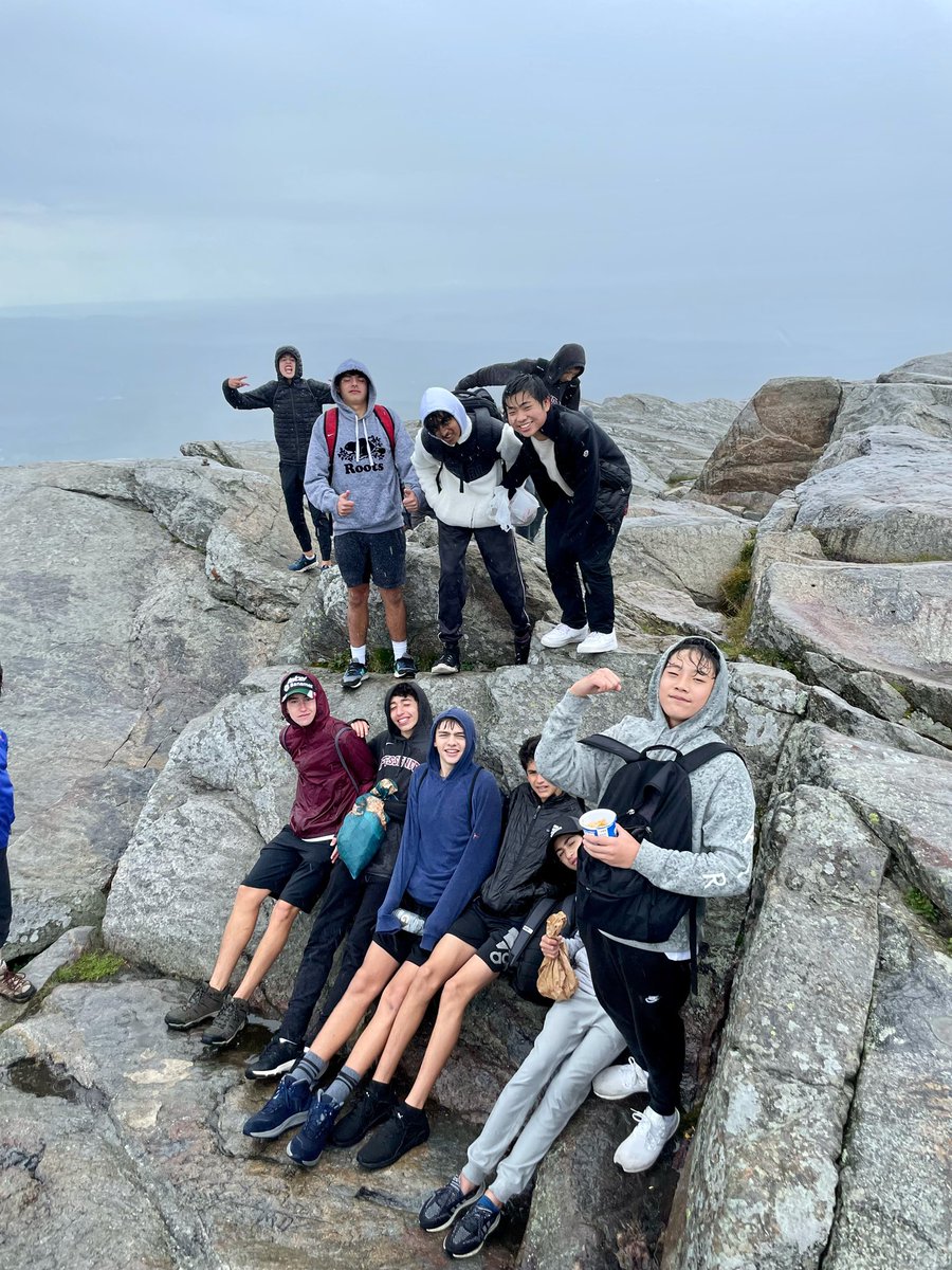 As part of orientation, ninth graders hiked Mount Monadnock. Through wind, rain, and sleet, the boys persevered!