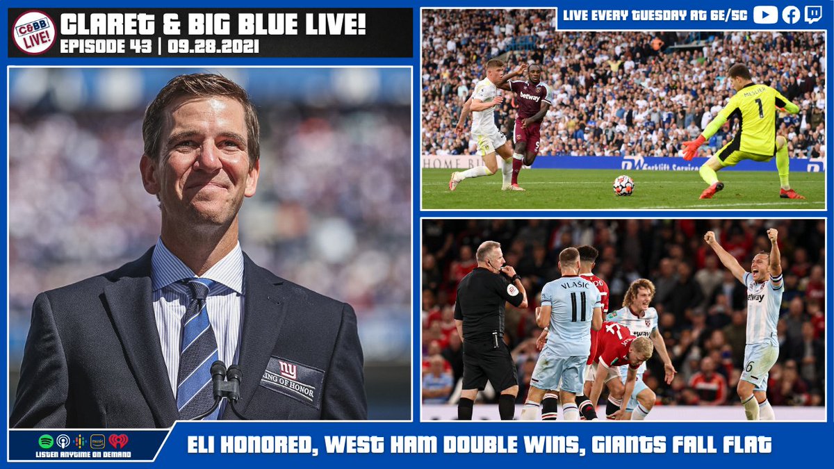 CBBPod's tweet photo. And we are LIVE! talking #NYGiants and #WestHam!

📺 https://t.co/NOKxK5q9MC
📘 https://t.co/O34WRFOiIL
🎮 https://t.co/Hozfr0yzEz

#COYI #WHUFC #GiantsPride #TogetherBlue https://t.co/iLVJWtzrBk