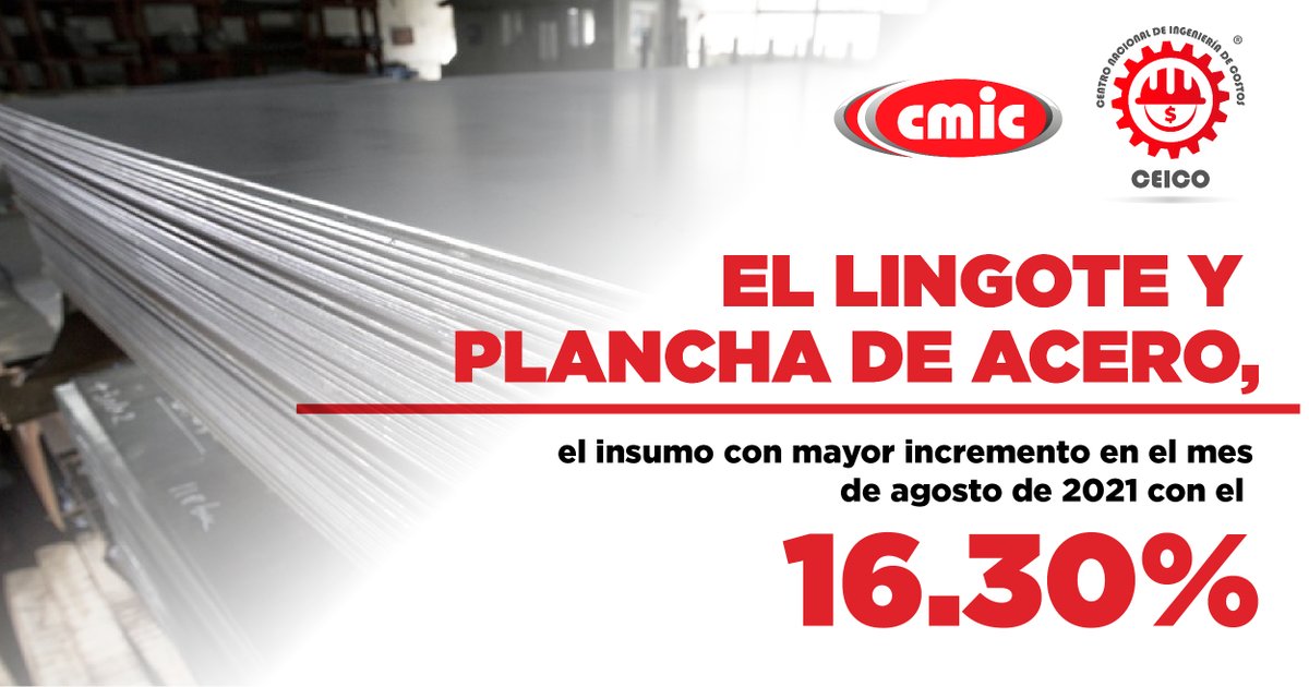 cmicnacional's tweet photo. Consulta el informe que elaboró el #CEICO y conoce las principales variaciones en el costo de los insumos y su impacto en el costo de las obras en el mes de agosto de 2021.

¿Más información? 

Visita: https://t.co/CNktkbzhYD https://t.co/MBzrqobeNA