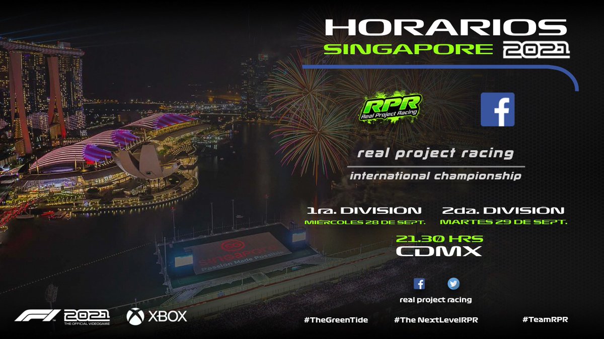 Realprojectrac1's tweet photo. Race week de nuevo, y ahora nos vamos hasta el precioso circuito nocturno de Singapur, donde nuestros pilotos seguro que darán un gran nivel. ¡No se pierdan ninguna de las dos carreras, ambas en nuestra página de Facebook!

#TheNextLevelRPR #F12021 #Xbox21 #PowerYourDreams https://t.co/yncLXFhs9R