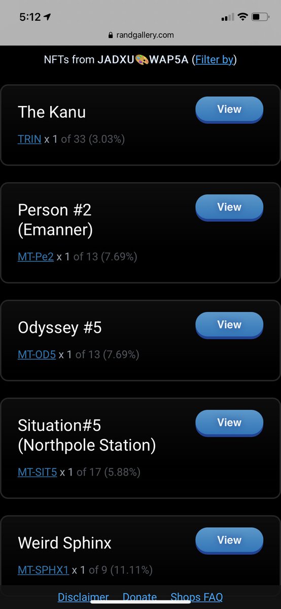 emsmarket33's tweet photo. You can now see your #Algorand #nfts grouped by artist on @RandGallery Enter your wallet in the search field and voilà! Here’s my @MatthiasTrinley collection 🔥😍 #algo $algo #Algorand #algocollector- 🖼 Odyssey #5 https://t.co/eYkDEN7DrA